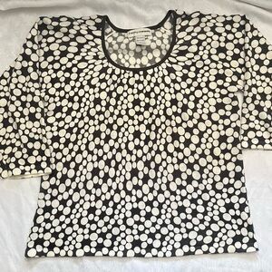 Cathy Daniels Gray & White Polka Dot Light Sweater  Women’s Sz Large 3/4 Sleeve